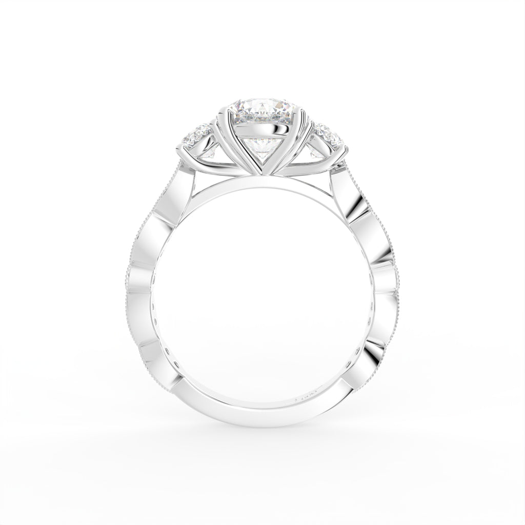 18K Solitaire Round Diamond Engagement Ring — FRONT