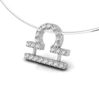 18K White Gold Zodiac Round Diamond Pendant — 3D VIEW
