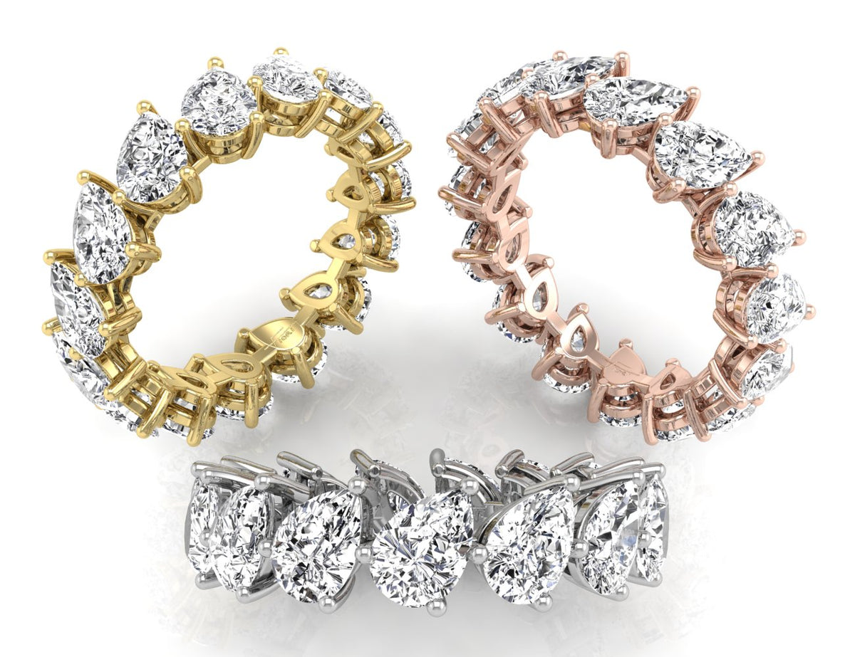 18K Pear Eternity Diamond Ring — 3 COLOR