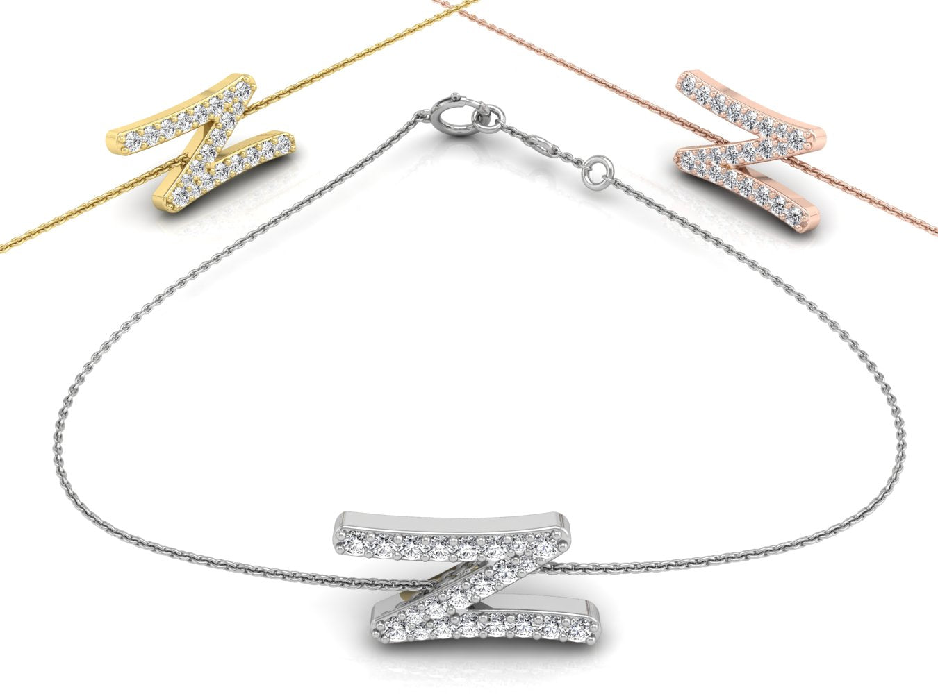 18K Alphabet Diamond Bracelet — 3 COLOR