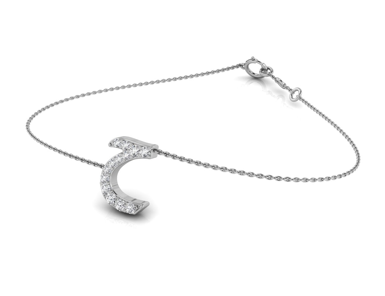 18K Arabic Alphabet Diamond Bracelet — 3D VIEW