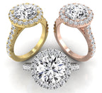 18K Halo Round Solitaire Diamond Ring — 3 COLOR
