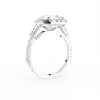 18K Halo Emerald-Cut Diamond Engagement Ring — 3D VIEW