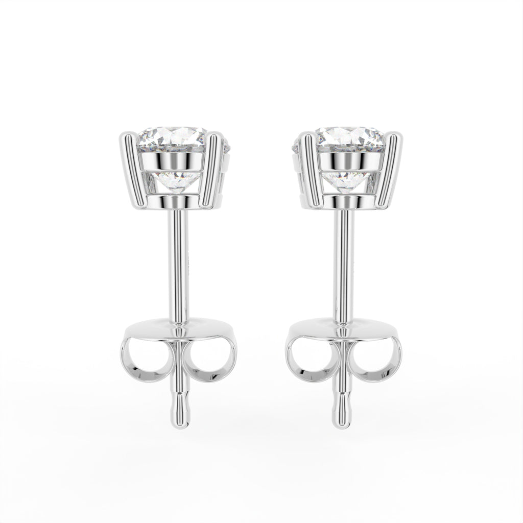 18K Stud Diamond Earrings — SIDE VIEW