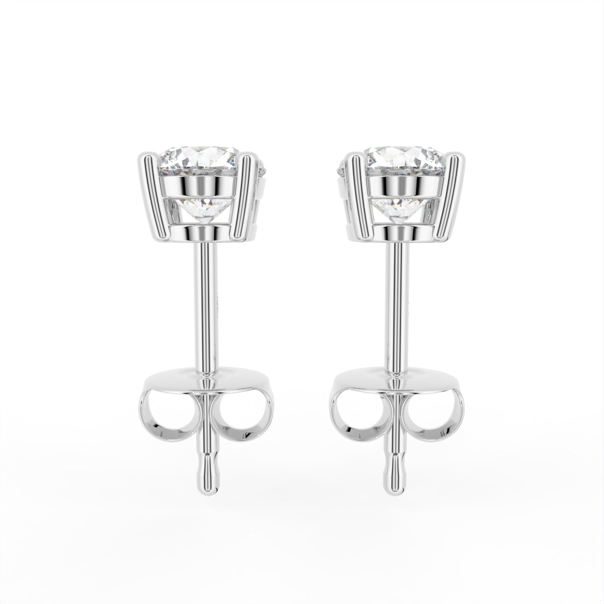 18K Stud Diamond Earrings — SIDE VIEW