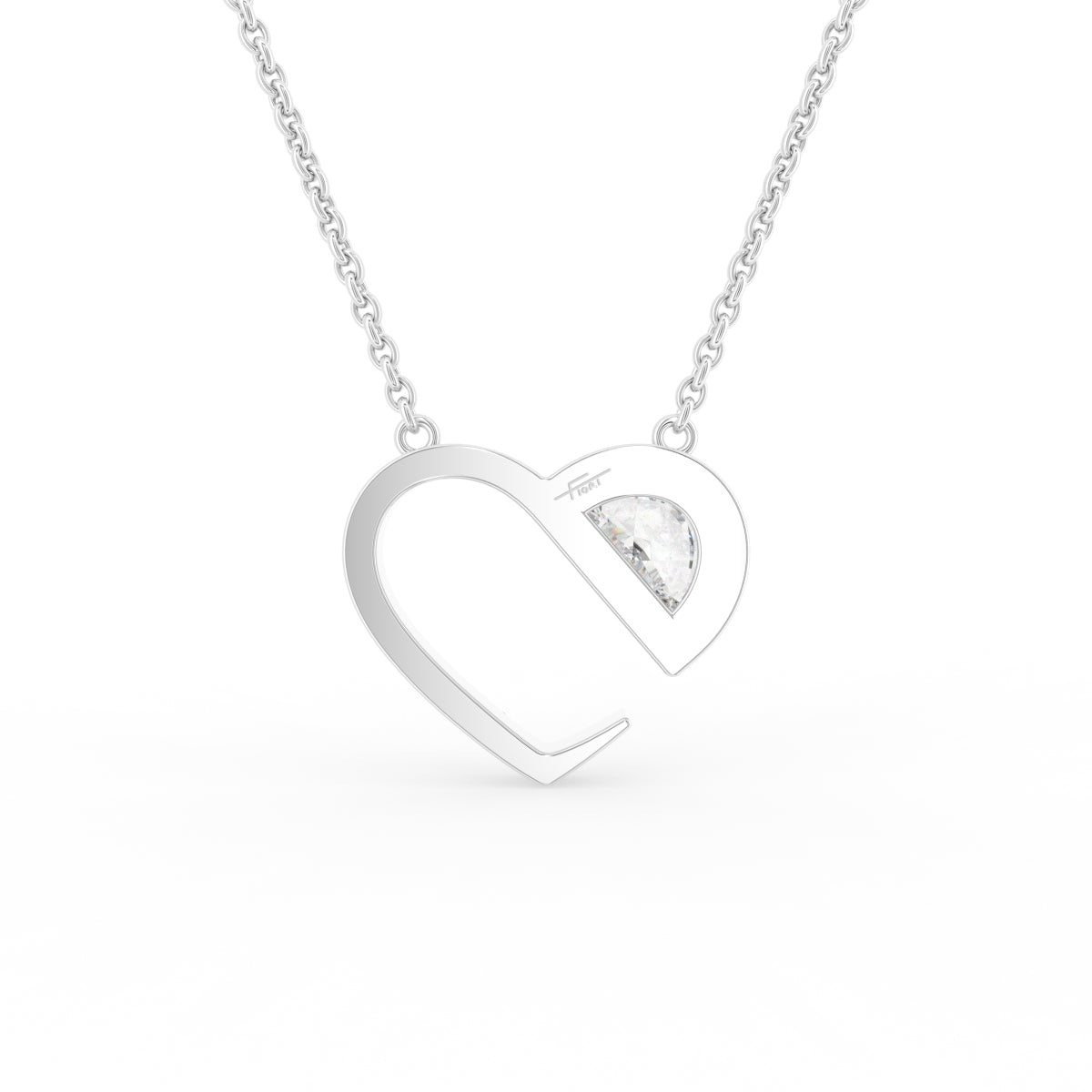 18K Solitaire Halo Round Diamond Pendant — BACK