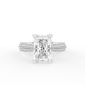 18K White Gold Solitaire Emerald Diamond Engagement Ring — TOP