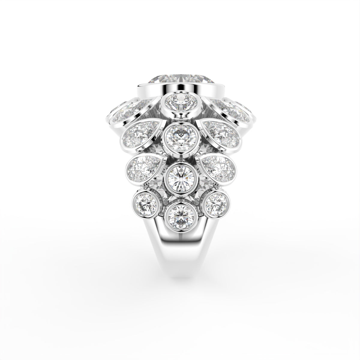 18K Bespoke Oval Diamond Statement Ring — SIDE