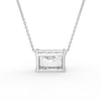 18K White Gold Radiant Solitaire Diamond Pendant — BACK