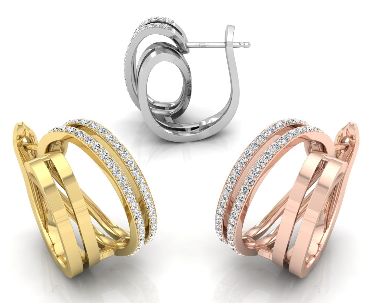 18K Lab Grown Diamond Hoop Earrings — 3 COLOR
