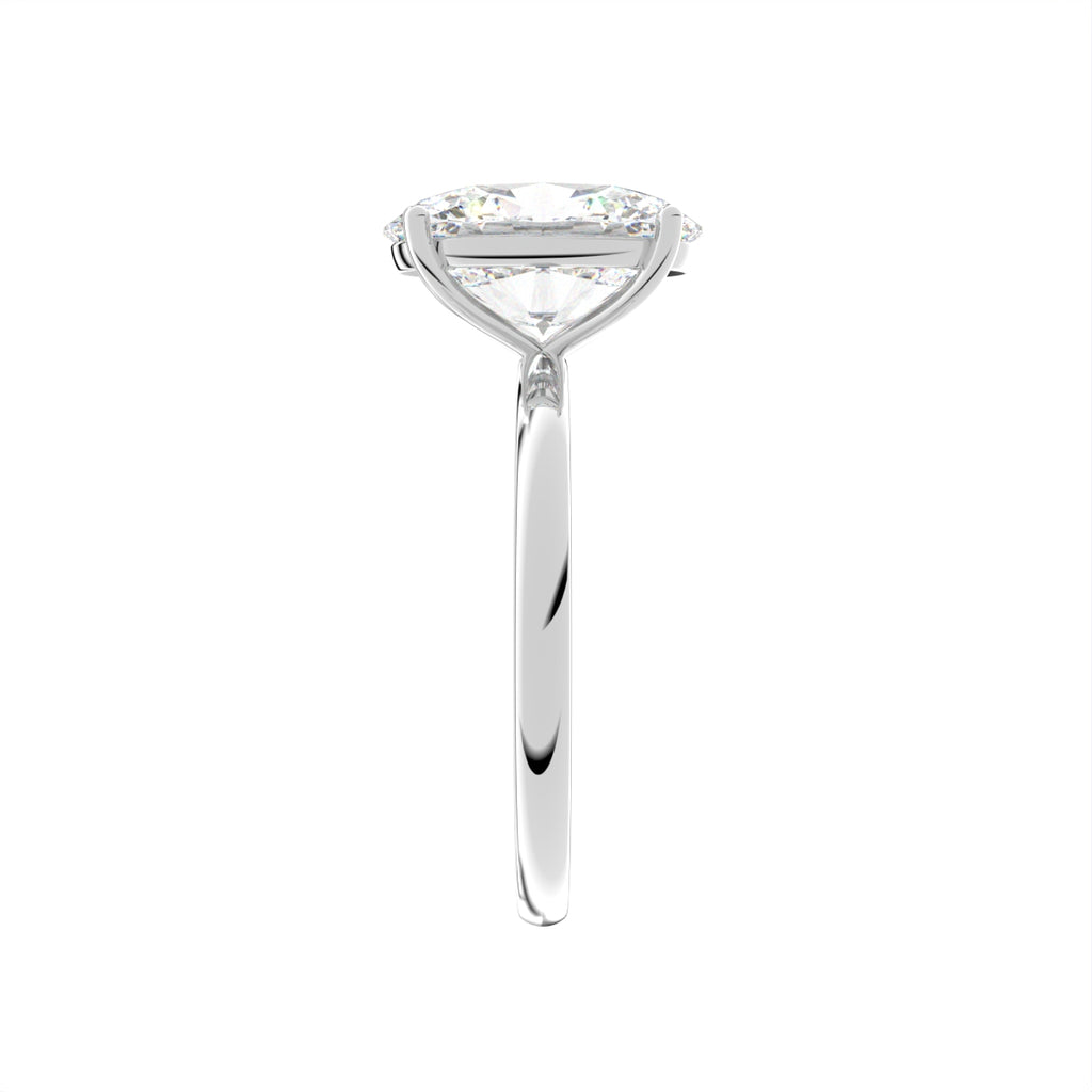 18K Solitaire Oval Diamond Engagement Ring — SIDE
