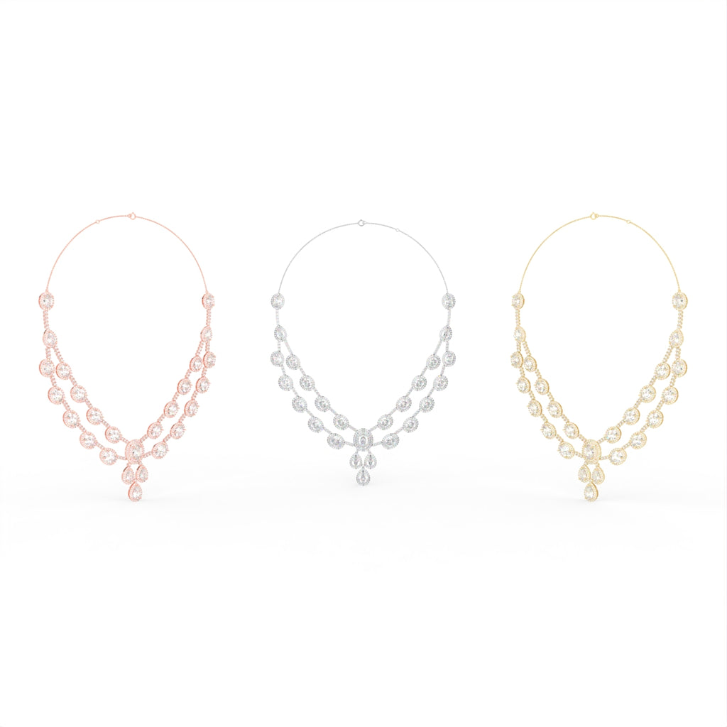Sterling Silver Diamond Necklace — 3 COLOR