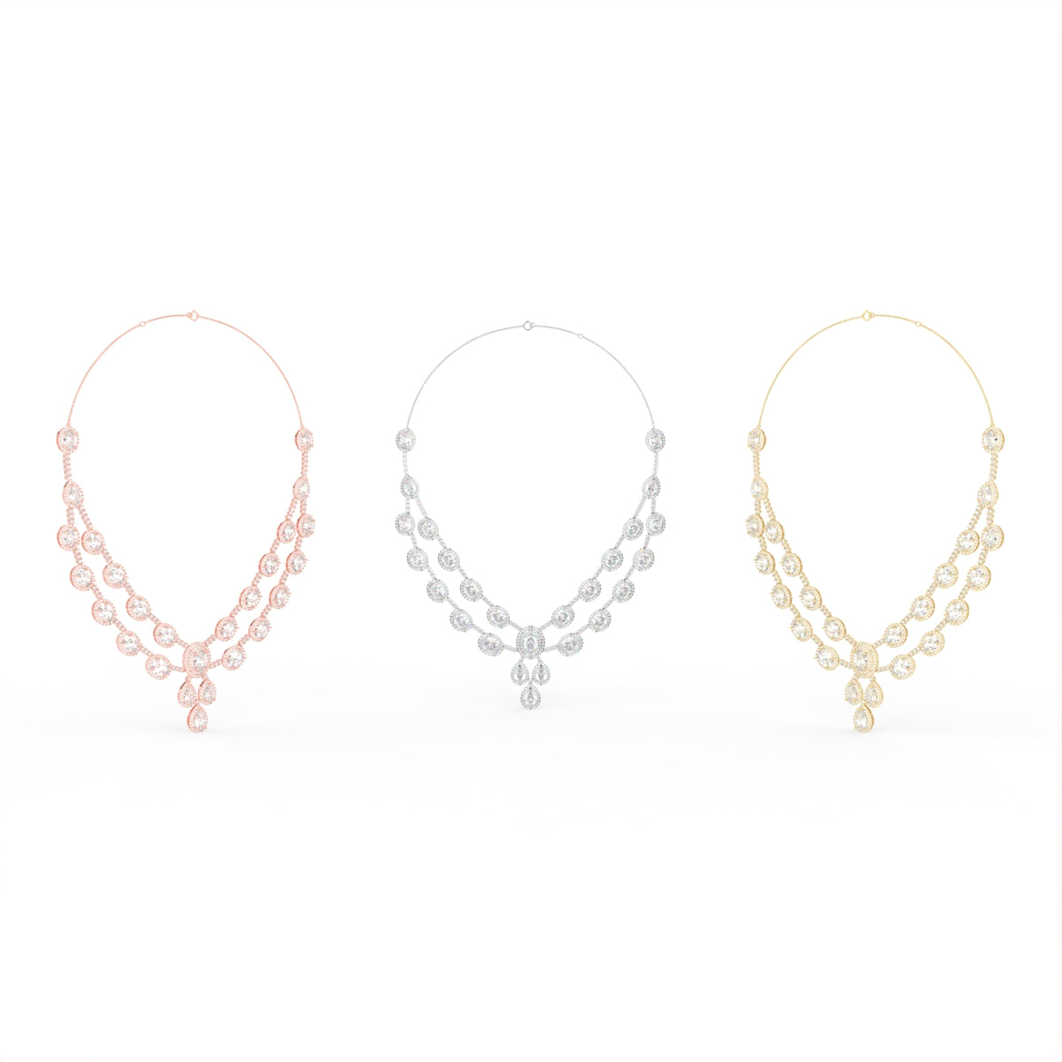 Sterling Silver Diamond Necklace — 3 COLOR