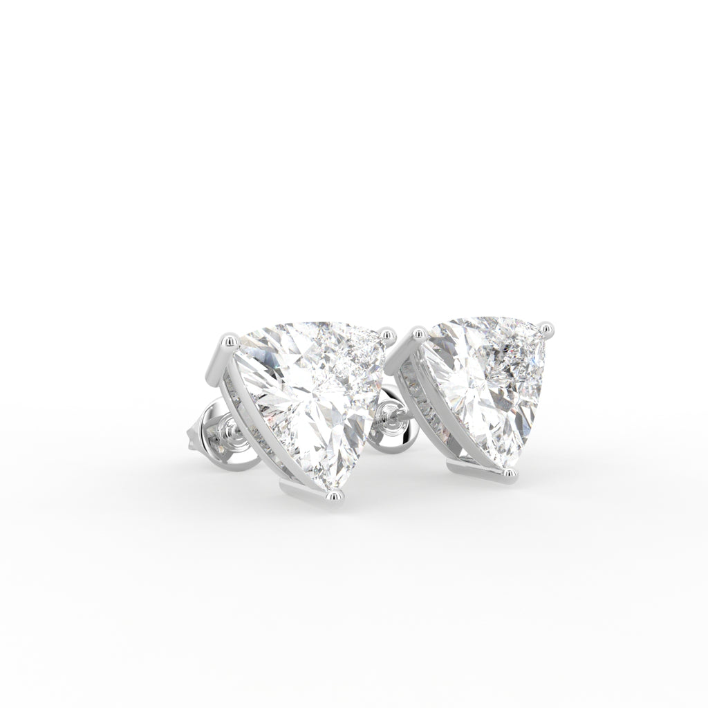 18K Trillion Solitaire Diamond Earrings — 3D VIEW
