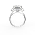 18K White Gold Trilogy Emerald Cut Diamond Ring — FRONT