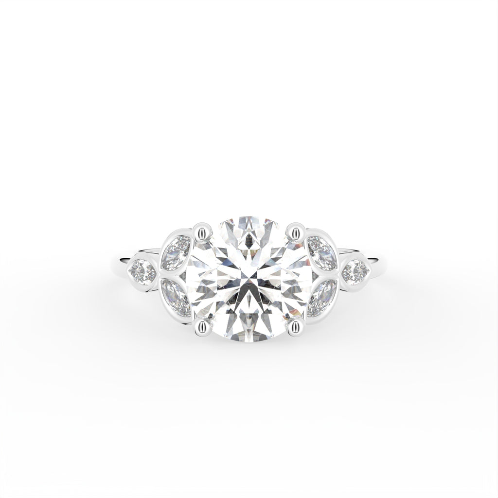 18K White Gold Round Diamond Ring — TOP