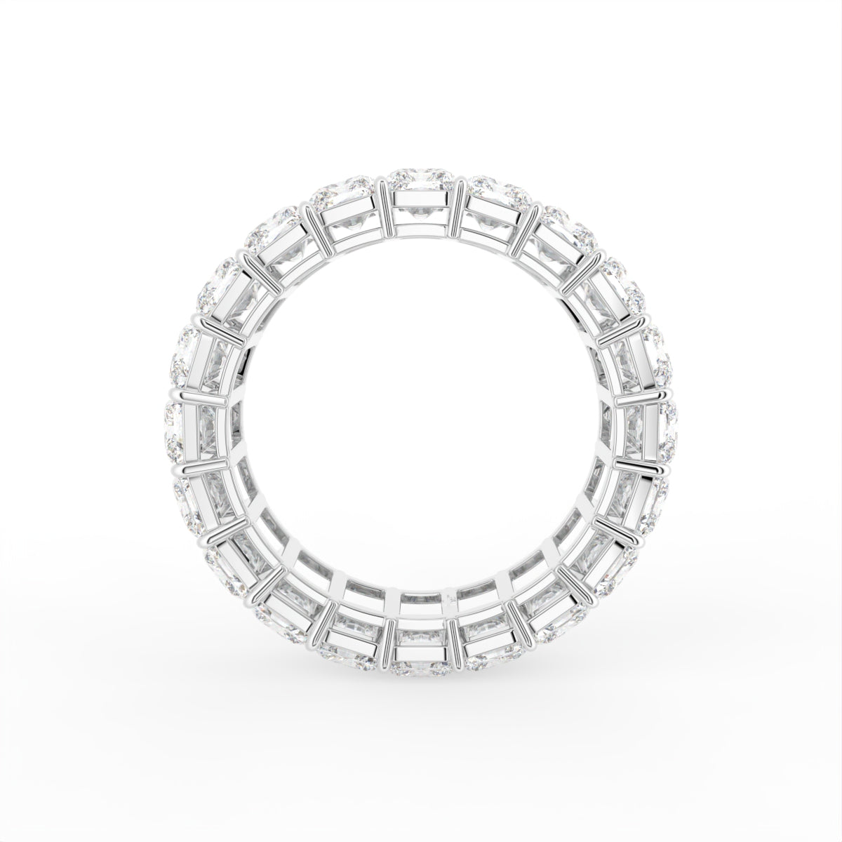 18K White Gold Radiant Diamond Eternity Ring — FRONT