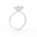18K Shoulder Set Emerald Diamond Engagement Ring — 3D VIEW