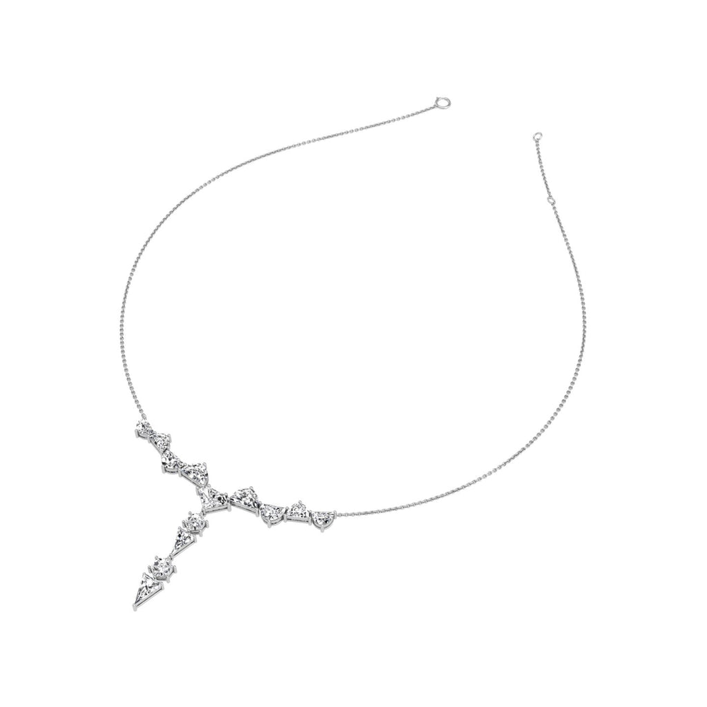 18K White Gold Teardrop Diamond Necklace — 3D VIEW