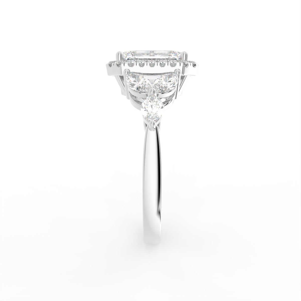 vimg:Z00223|18K Bespoke Emerald Cut Diamond Engagement Ring — SIDE