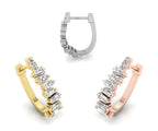 18K Baguette Diamond Hoop Earrings — 3 COLOR