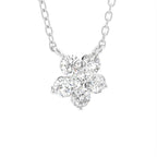 18K Floral Flower Round Diamond Pendant — 3D VIEW