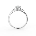 18K White Gold Floral Round Diamond Ring — FRONT