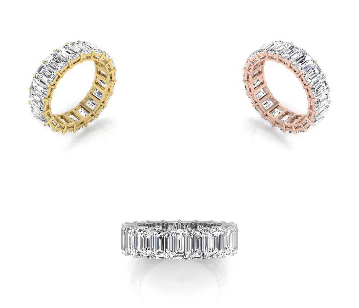 vimg:FJ3909|vimg:FJ4064|vimg:FJ4061|vimg:FJ4062|14K White Gold Eternity Emerald Diamond Ring — 3 COLOR