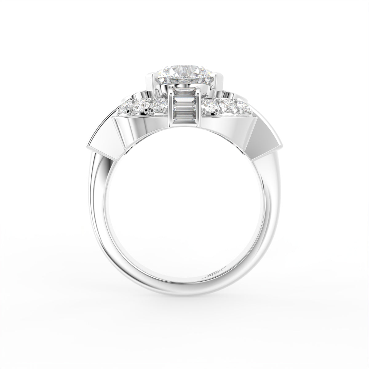 18K Bespoke Baguette Diamond Ring — FRONT