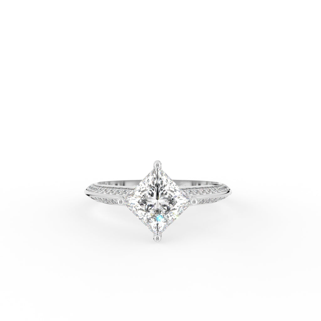 18K White Gold Solitaire Diamond Ring — TOP