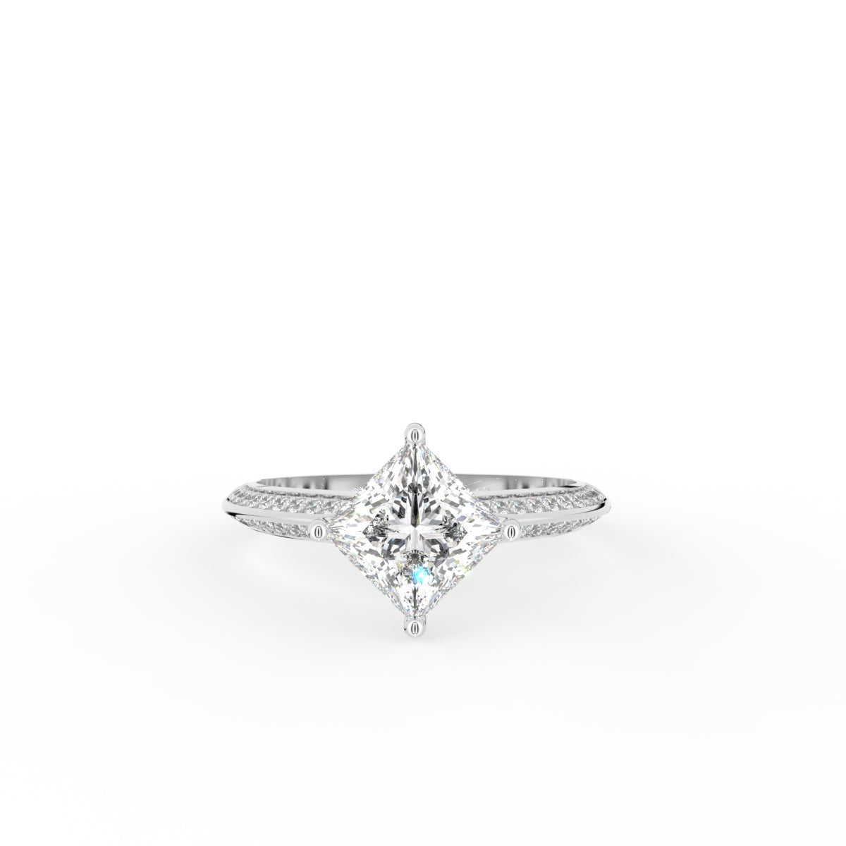 18K White Gold Solitaire Diamond Ring — TOP