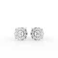 18K Round Floral Halo Diamond Earrings — TOP