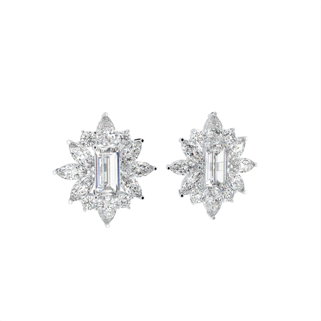18K Marquise Diamond Stud Earrings — 3D VIEW