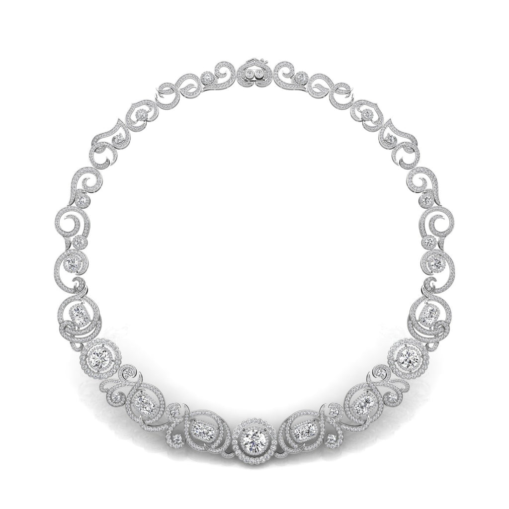 18K Round Brilliant Tennis Diamond Necklace — TOP