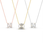 18K Asscher Cut Diamond Pendant — 3 COLOR