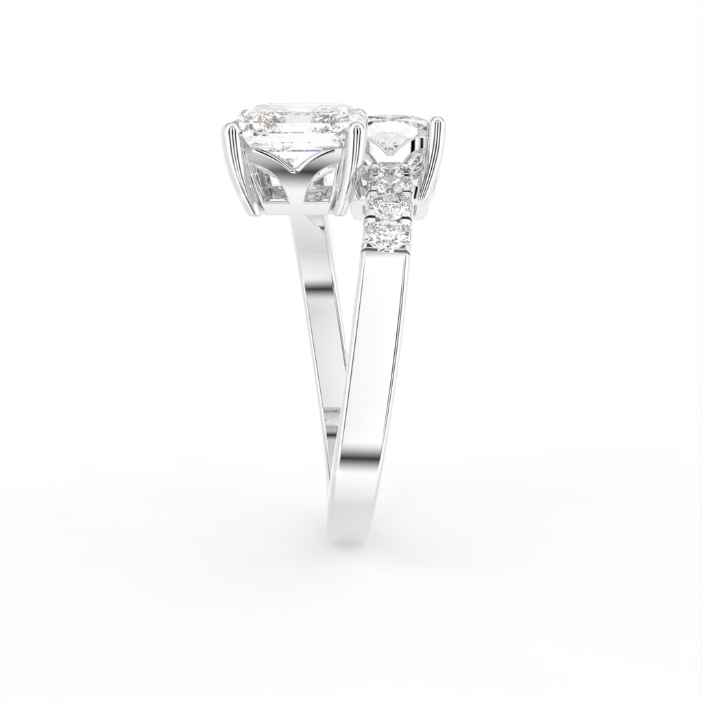 18K Bespoke Cushion Diamond Ring — SIDE