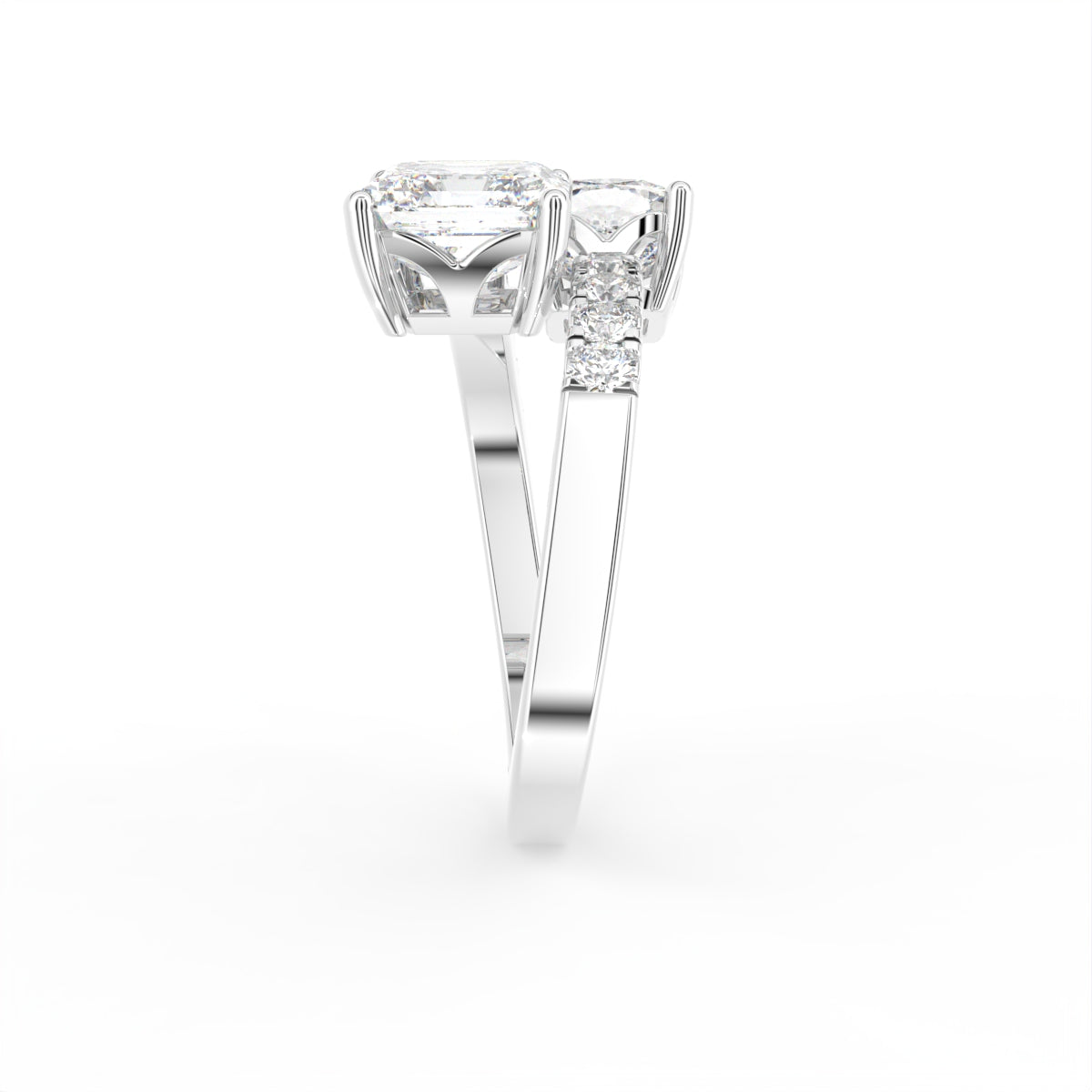 18K Bespoke Cushion Diamond Ring — SIDE