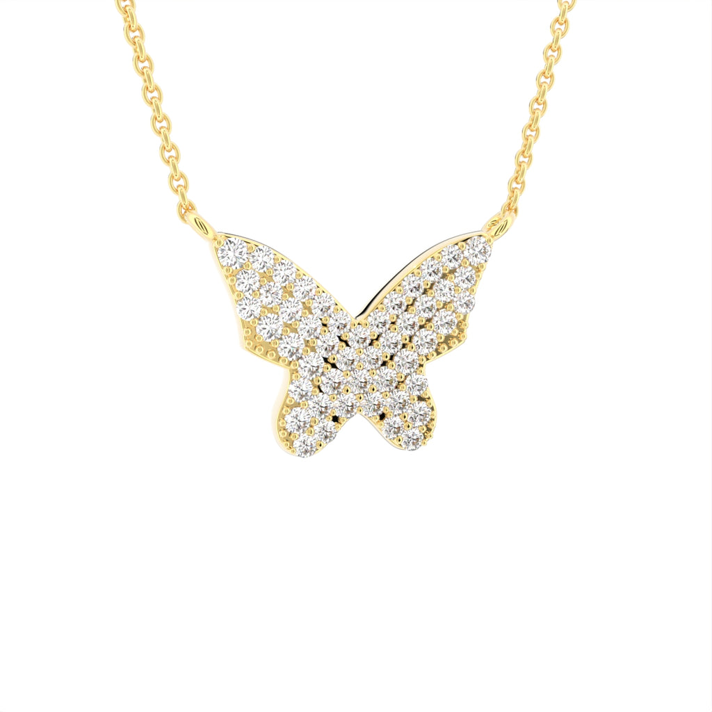 vimg:FJ6471|vimg:FJ6473|vimg:FJ6474|vimg:FJ6478|18K Butterfly Round Diamond Pendant — 3D VIEW