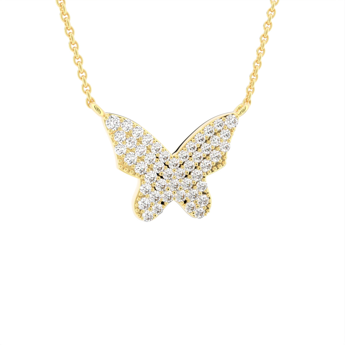 vimg:FJ6471|vimg:FJ6473|vimg:FJ6474|vimg:FJ6478|18K Butterfly Round Diamond Pendant — 3D VIEW