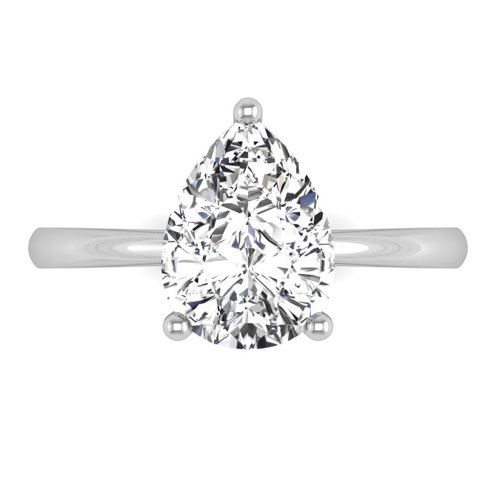 18K Solitaire Pear Diamond Ring — TOP