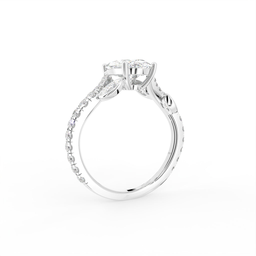18K Oval Solitaire Pavé Diamond Ring — 3D VIEW
