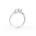 18K Oval Solitaire Pavé Diamond Ring — 3D VIEW
