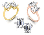18K Emerald Cut Diamond Ring — 3 COLOR