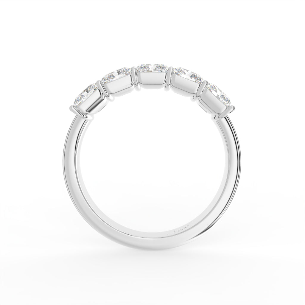 vimg:FJ3266|vimg:FJ3267|14K White Gold Eternity Emerald Diamond Ring — FRONT