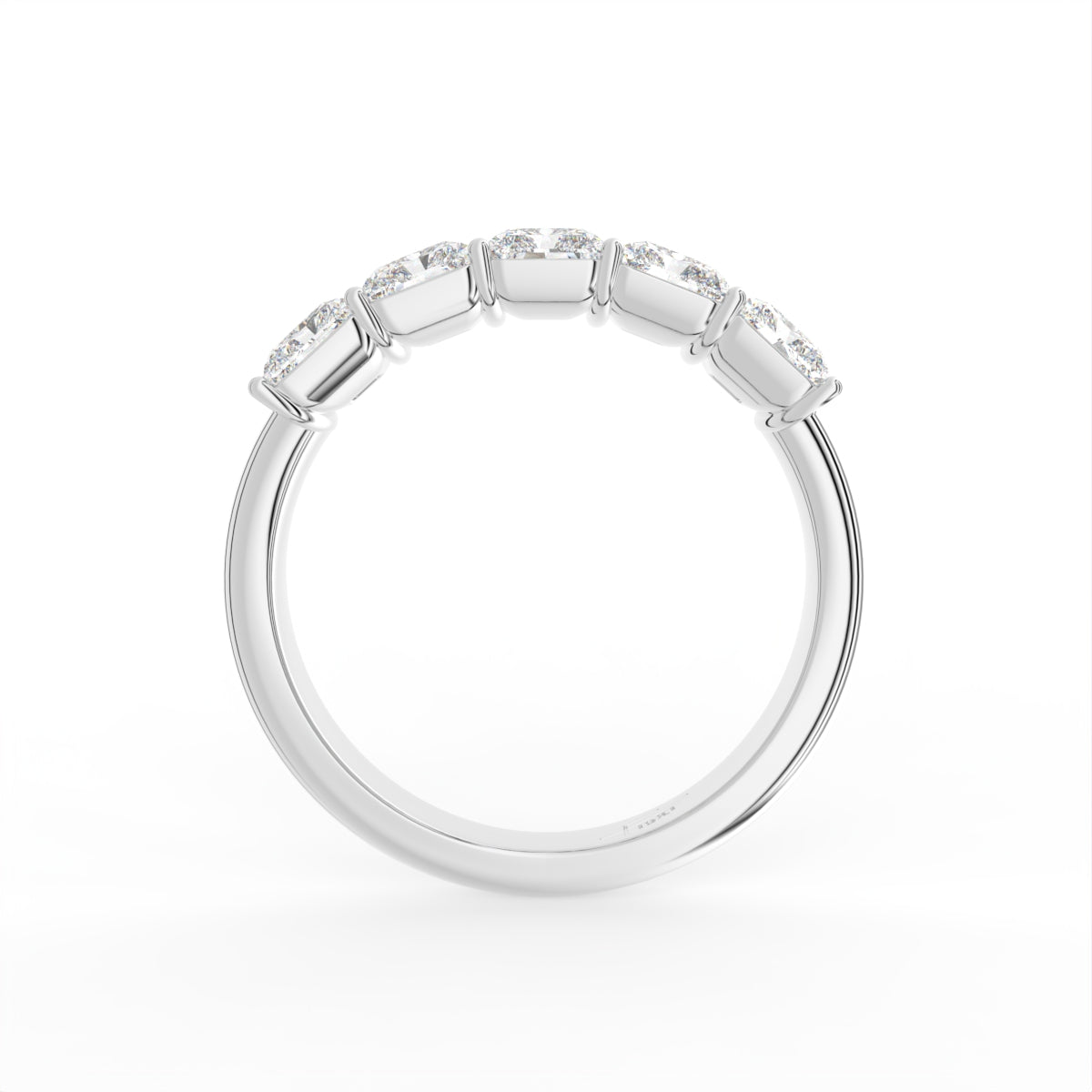 vimg:FJ3266|vimg:FJ3267|14K White Gold Eternity Emerald Diamond Ring — FRONT