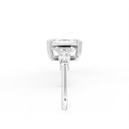 18K White Gold Trilogy Emerald Diamond Ring — FRONT