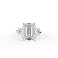 18K Trilogy Emerald-Cut Diamond Ring — TOP