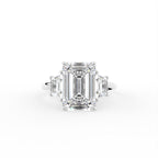 18K Trilogy Emerald-Cut Diamond Ring — TOP