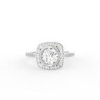 18K Halo Solitaire Diamond Engagement Ring — TOP