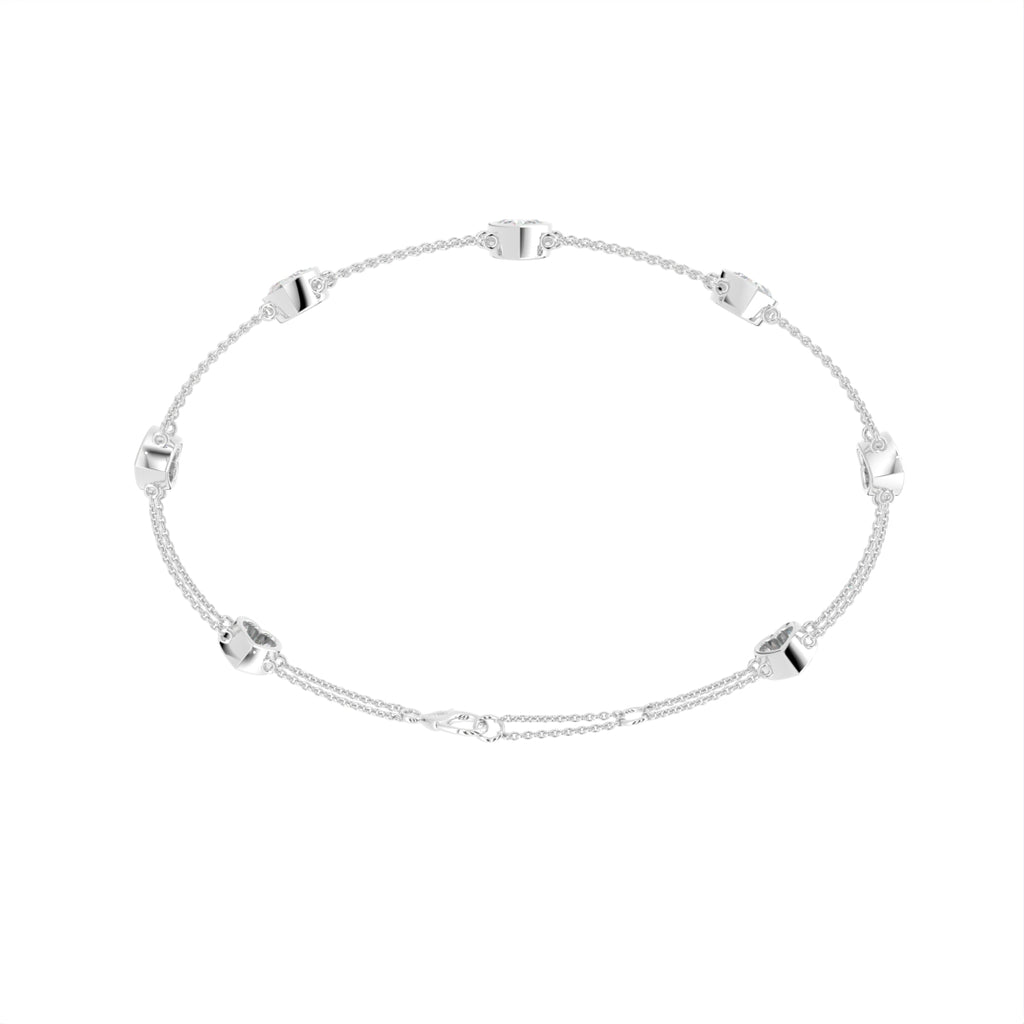 14K Yellow Gold Heart Diamond Bracelet — FRONT